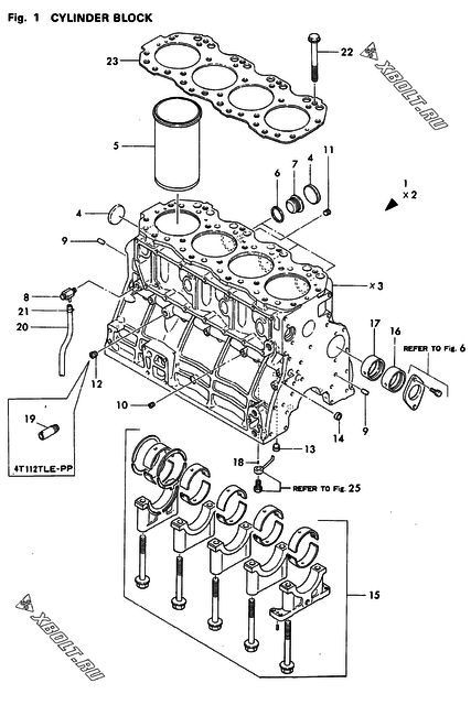  Блок цилиндров двигателя Yanmar 4T112TLE-PP