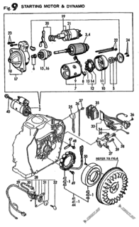  Двигатель Yanmar L90E-DE, узел -  Стартер и генератор 