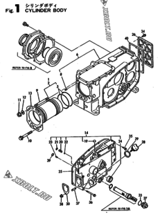  Двигатель Yanmar TF135R-DI, узел -  Корпус блока цилиндров 