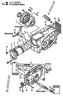  Двигатель Yanmar TF60, узел -  Корпус блока цилиндров 