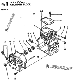  Двигатель Yanmar GE25E-D, узел -  Блок цилиндров 