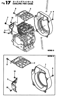  Двигатель Yanmar GE70E-D, узел -  Корпус вентилятора охлаждения 