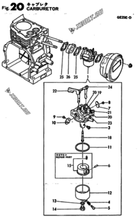  Двигатель Yanmar GE25E-D, узел -  Карбюратор 
