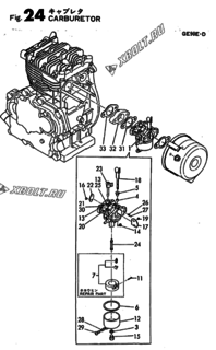  Двигатель Yanmar GE90E-D, узел -  Карбюратор 