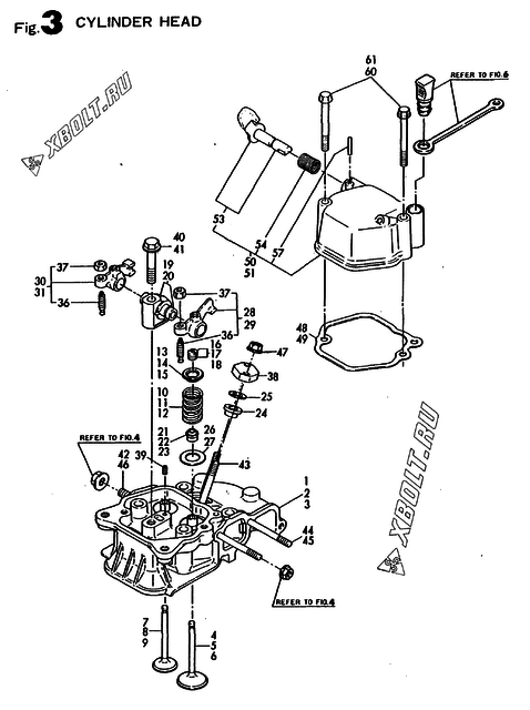  Головка блока цилиндров (ГБЦ) двигателя Yanmar L40E-DEGMO