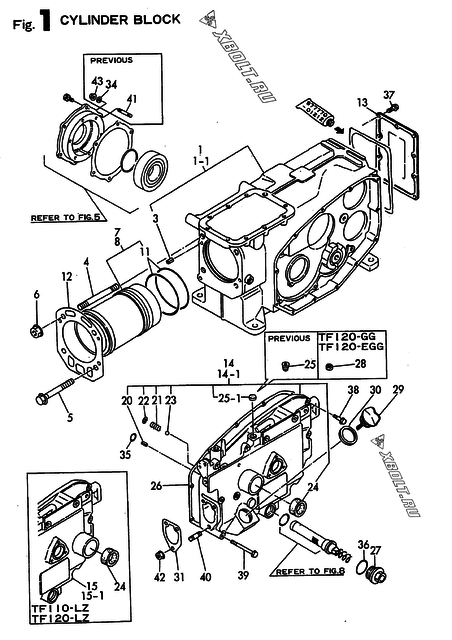  Блок цилиндров двигателя Yanmar TF110-H/HSK