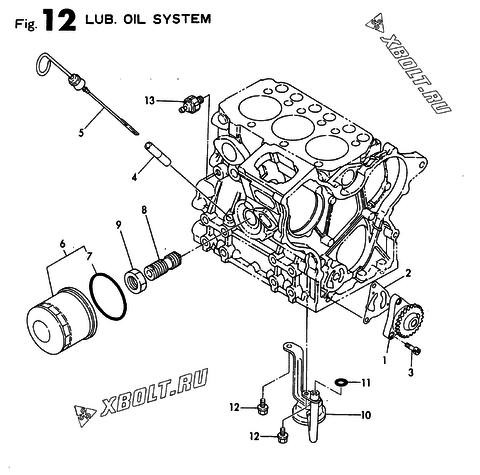 Система смазки двигателя Yanmar 3TN66E-CF