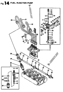  Двигатель Yanmar 3TN66E-CF, узел -  Топливный насос высокого давления (ТНВД) 