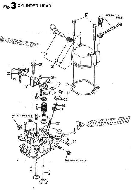  Головка блока цилиндров (ГБЦ) двигателя Yanmar L40BE-DEA