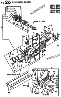  Двигатель Yanmar TS190RB, узел -  Блок цилиндров 