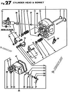  Двигатель Yanmar TS190RB, узел -  Головка блока цилиндров (ГБЦ) 