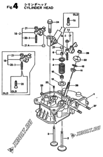  Двигатель Yanmar L60E-DEJN, узел -  Головка блока цилиндров (ГБЦ) 
