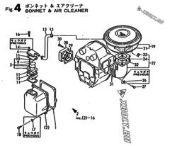  Двигатель Yanmar NP35EH, узел -  Крышка и воздушный фильтр 