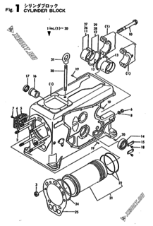  Двигатель Yanmar NP30EHA, узел -  Блок цилиндров 