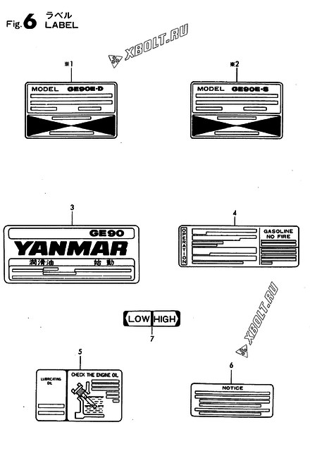  Шильды двигателя Yanmar GE90E-S