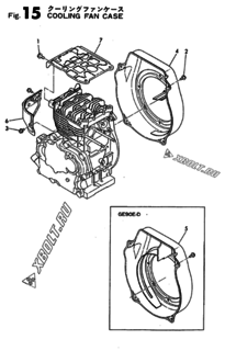  Двигатель Yanmar GE90E-D, узел -  Корпус вентилятора охлаждения 