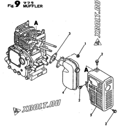  Двигатель Yanmar GE25E-SH, узел -  Глушитель 