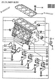  Двигатель Yanmar 4TN84E-G2, узел -  Блок цилиндров 