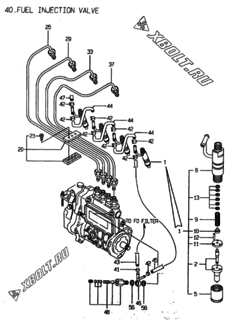 Двигатель Yanmar 4TN84TE-G1, узел -  Форсунка 