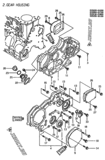  Двигатель Yanmar 4TN100E-G1, узел -  Корпус редуктора 