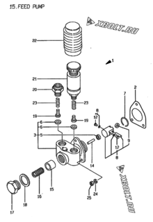  Двигатель Yanmar 4TN100E-G1, узел -  Топливный насос 