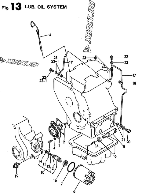 Система смазки двигателя Yanmar 2T72HLEG1