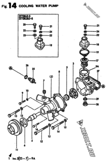  Двигатель Yanmar 2T72HLE-S, узел -  Водяная помпа 