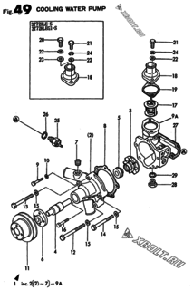  Двигатель Yanmar 3T72HLEG1-S, узел -  Водяная помпа 