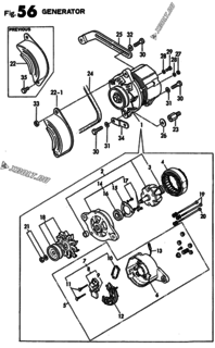  Двигатель Yanmar 3T72HLE-S, узел -  Генератор 