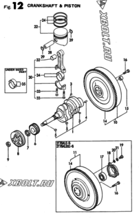  Двигатель Yanmar 2T75HLEG1, узел -  Коленвал и поршень 