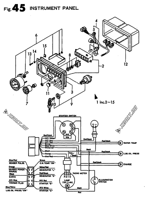  Приборная панель двигателя Yanmar 3T75HLEG1-S