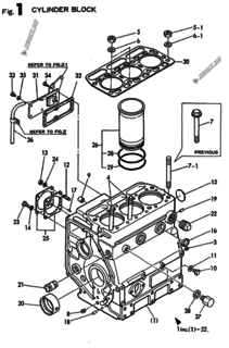  Двигатель Yanmar 3T80LE-HP, узел -  Блок цилиндров 