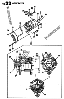  Двигатель Yanmar 3T84HLE-S, узел -  Генератор 