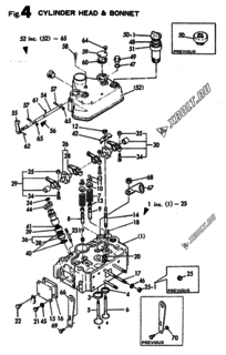  Двигатель Yanmar 2T90LE-TA, узел -  Головка блока цилиндров (ГБЦ) 