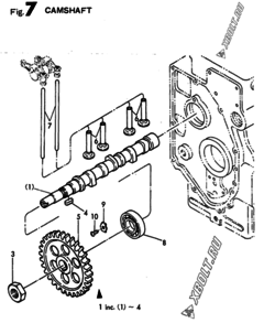  Двигатель Yanmar 2T90LE-G1, узел -  Распредвал 