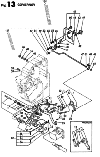  Двигатель Yanmar 2T90LE, узел -  Регулятор оборотов 