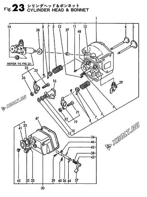  Головка блока цилиндров (ГБЦ) двигателя Yanmar TS190R-B