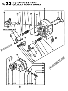  Двигатель Yanmar TS190R-B, узел -  Головка блока цилиндров (ГБЦ) 