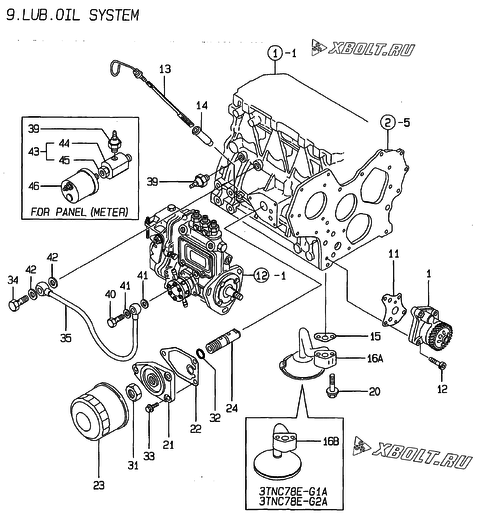  Система смазки двигателя Yanmar 3TNC78E-G1A