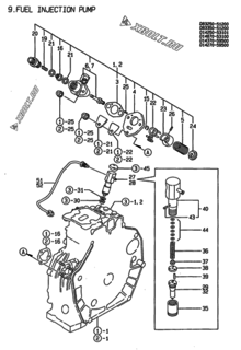  Двигатель Yanmar L40ABE-DEA, узел -  Топливный насос высокого давления (ТНВД) 