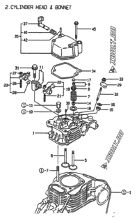  Двигатель Yanmar L70ACE-DE, узел -  Головка блока цилиндров (ГБЦ) 