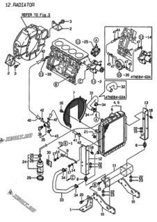  Двигатель Yanmar 4TNE84-G1A, узел -  Радиатор 