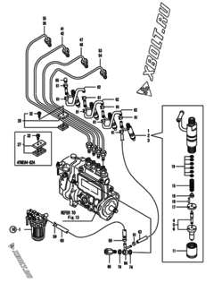  Двигатель Yanmar 4TNE84-G1A, узел -  Форсунка 