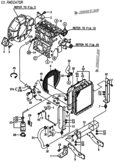  Двигатель Yanmar 3TNE88-G1A, узел -  Радиатор 