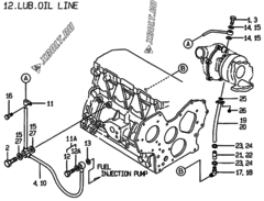  Двигатель Yanmar 4TNE84T-SA, узел -  Система смазки 
