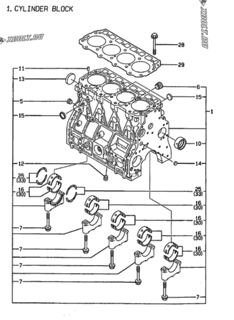  Двигатель Yanmar 4TNE94-G1A, узел -  Блок цилиндров 