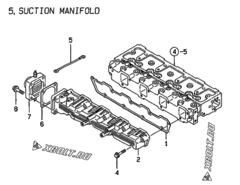  Двигатель Yanmar 4TNE94-G1A, узел -  Впускной коллектор 