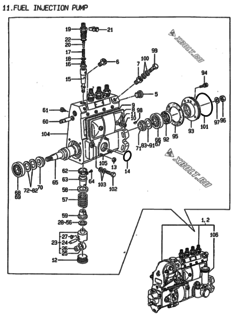  Двигатель Yanmar 4TNE94-G1A, узел -  Топливный насос высокого давления (ТНВД) 