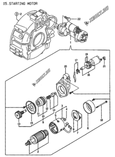  Двигатель Yanmar 4TNE94-G1A, узел -  Стартер 