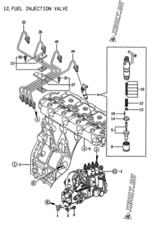  Двигатель Yanmar 4TNE98-SA, узел -  Форсунка 